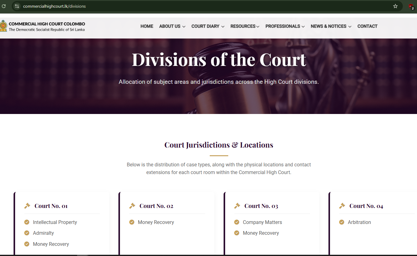 Divisions page sample